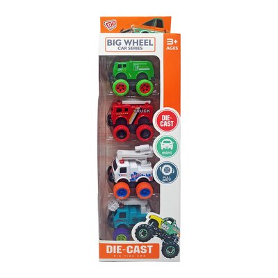 Набір іграшкових машинок JM52243, 4 машинки в наборі, коробка 9,8*5,5*32,5см. JM52243(Green-Red) фото
