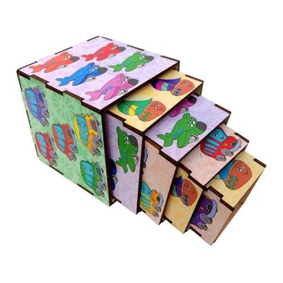 Дерев'яні кубики-пірамідка "Транспорт" Ubumblebees (ПСД012) PSD012, 5 кубиків PSD012 фото