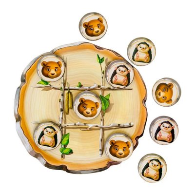 Дерев'яна настільна гра "Хрестики-нулики" Ubumblebees (ПСД159) PSD159 їжачок та ведмідь PSD159 фото