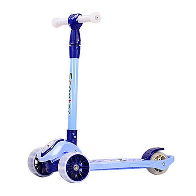 Самокат дитячий 3-х колісний HS2014 (RL7T) складаний, колеса, що світяться, PU HS2014(Blue) фото