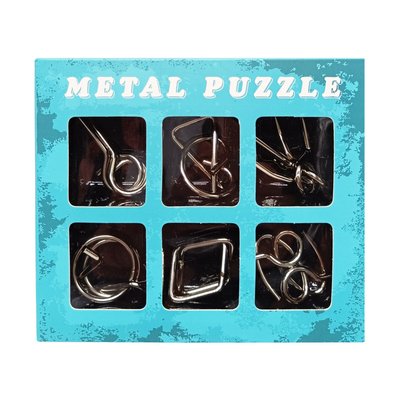 Набір металевих головоломок "Metal Puzzle" 2116, 6 штук в наборі 2116G(Blue) фото