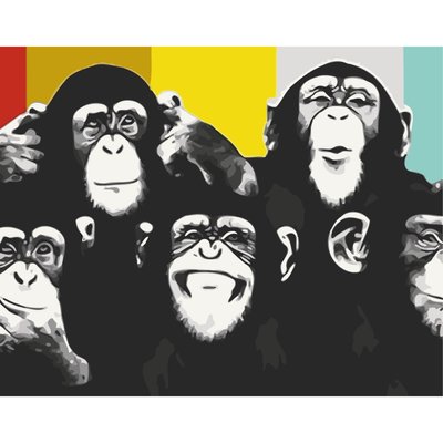 Картина за номерами без підрамника "Веселі шимпанзе" Art Craft 11510-ACNF 40х50 см 11510-ACNF фото