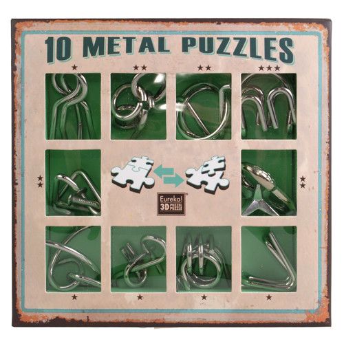 Набір головоломок Metall Puzzles green Eureka 3D Puzzle 473357, 10 головоломок 473357 фото