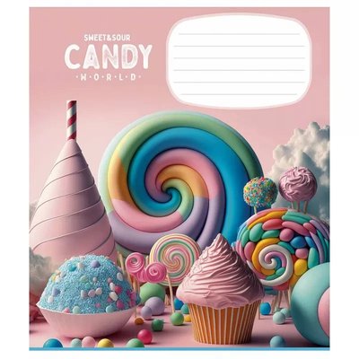 Зошит учнівський "Candy world" 012-3266K-1 в клітинку, 12 аркушів 012-3266K-1 фото