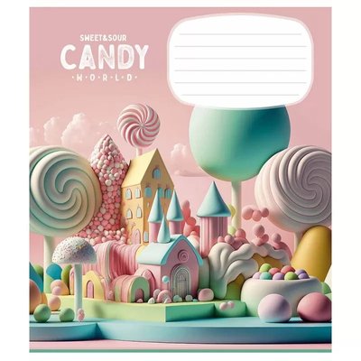 Зошит учнівський "Candy world" 012-3266K-4 в клітинку, 12 аркушів 012-3266K-4 фото