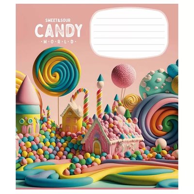 Зошит учнівський "Candy world" 012-3266K-5 в клітинку, 12 аркушів 012-3266K-5 фото