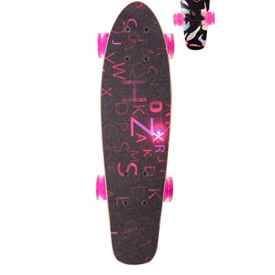 Детский скейт, лонгборд 22" LB21001 (RL7T), колеса PU со светом LB21001(Pink) фото