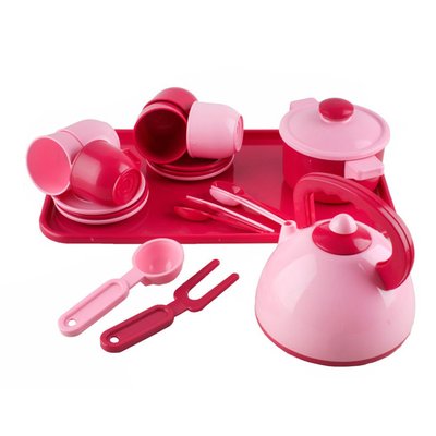 Ігровий набір посуду 70309 (Pink) з чайником, каструлею та тацею 70309(Pink) фото