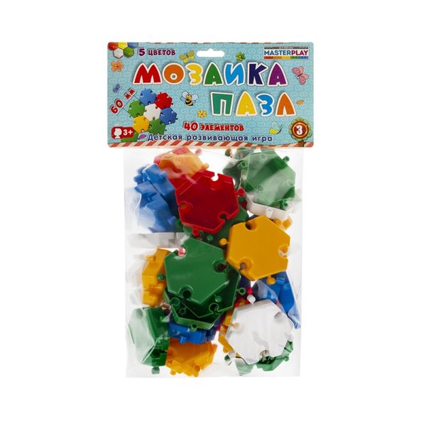 Дитяча мозаїка-пазл №3 1-144, 40 деталей Ø60мм 1-144 фото
