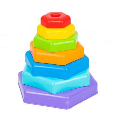 Іграшка розвиваюча "Райдужна пірамідка" 39354, 6 деталей і платформа 39354 фото