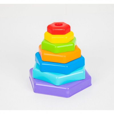 Игрушка развивающая "Пирамидка-радуга" 39363, 6 деталей + платформа 39363 фото