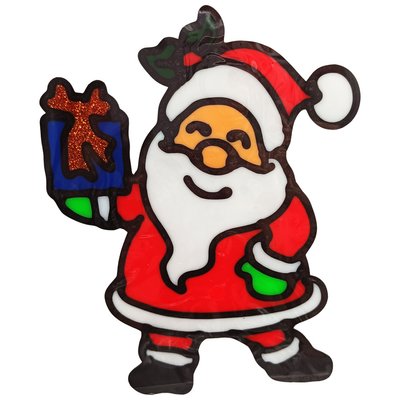 Силіконова наклейка на скло "Санта Клаус тримає подарунок" 13-63-02, 20 х 15 см 13-63-02 фото