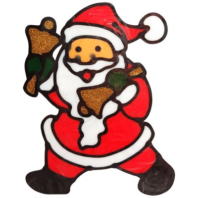 Силіконова наклейка на скло "Санта Клаус з дзвіночками" 13-63-09, 20 х 15 см 13-63-09 фото