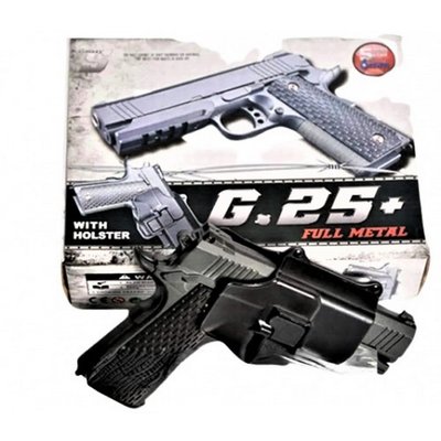 Детский пистолет на пульках "Colt 1911 Rail" Galaxy G25+ металл черный с кобурой G25+ фото