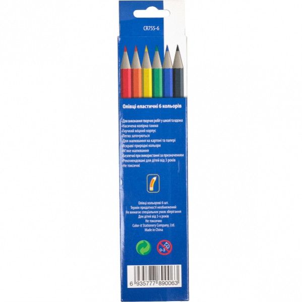 Дитячі олівці для малювання CR755-6 Luminoso elastico "С", 6 кольорів CR755-6 фото
