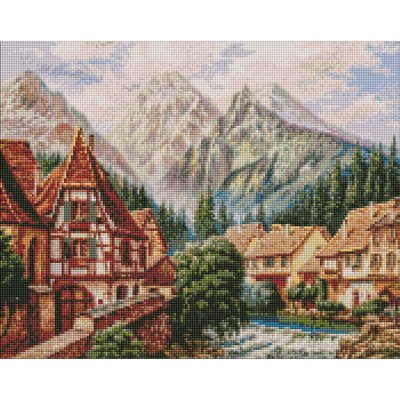 Алмазна мозаїка "Містечко в горах" ©Сергій Лобач Ідейка AMO7346 40х50 см AMO7346 фото