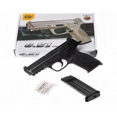 Детский пистолет на пульках "Smith&Whesson MP40" Galaxy G51 металл черный G51 фото