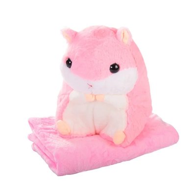 Мягкая игрушка с пледом М 12102 “Хомяк”, 4 цвета, размер пледа 120x154 см М 12102(Pink) фото