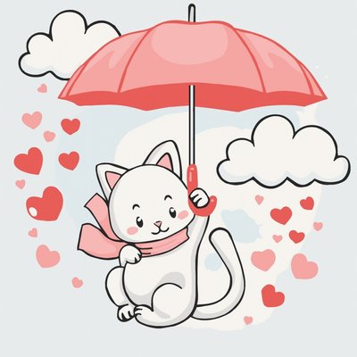 Розпис на полотні "Котик з парасолькою" Bambi 15568-AC 30х30 см 15568-AC фото