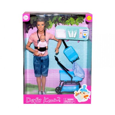 Лялька типу Кен з дитиною DEFA 8369 коляска та ін. аксесуари 8369(Pink) фото