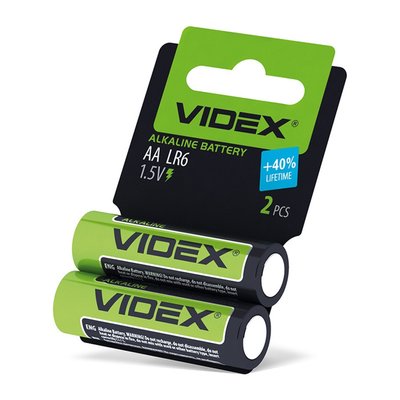Батарейка лужна Videx Alkaline LR06/AA блістер 2 штуки пальчики Videx LR6 AAx2 фото