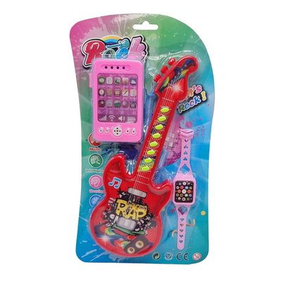 Дитяча іграшка "Гітара" Bambi 8120-2 з наручним годинником та телефоном 8120-2 (Red) фото