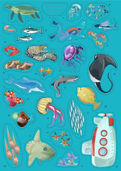 Дитяча гра з багаторазовими наклейками "Підводний світ" (KP-008), 43 наклейки KP-008 фото