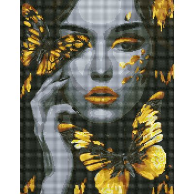 Алмазная мозаика "Девушка с золотыми бабочками" AMO7723 40х50 см AMO7723 фото