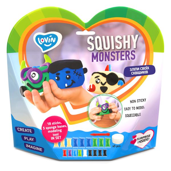 Набір для ліплення з повітряним пластиліном Squishy Monsters ТМ Lovin 70130 70130 фото