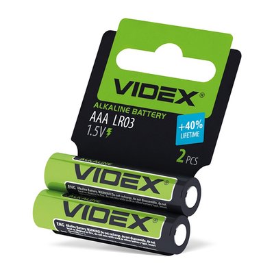 Батарейка щелочная Videx Alkaline LR03/AAA блистер 2 штуки минипальчики Videx LR3 AAAx2 фото